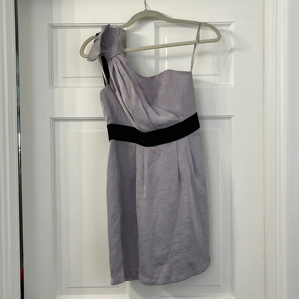 BCBGeneration Lavender one shoulder ribbed mini dress.